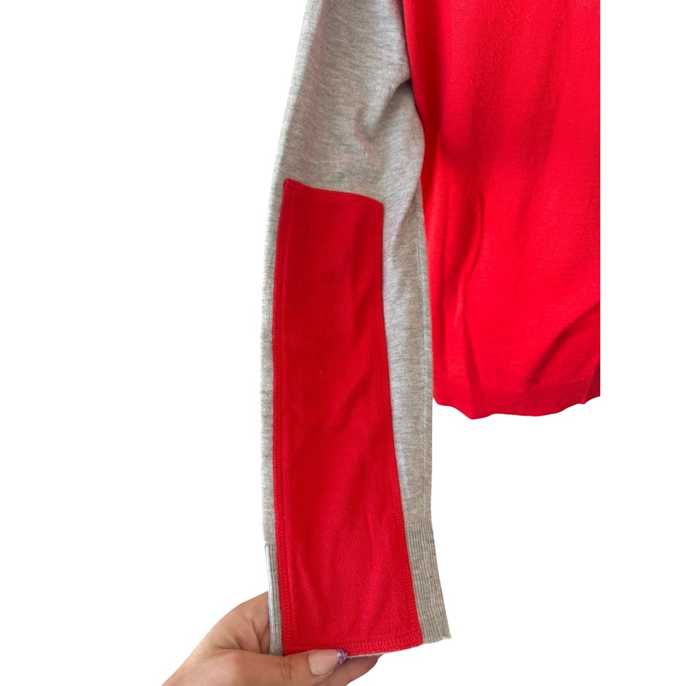 Barneys New York Raglan Top Sweater Red Gray Colorblock Cotton Blend Sporty XL - Picture 2 of 4